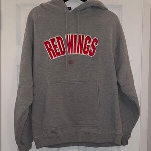 Reebok Gray Red Sweater with Bold Red Wings Logo